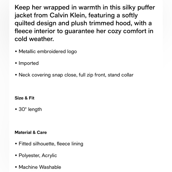 Calvin Klein Big Girls Aerial Jacket - Picture 3 of 3